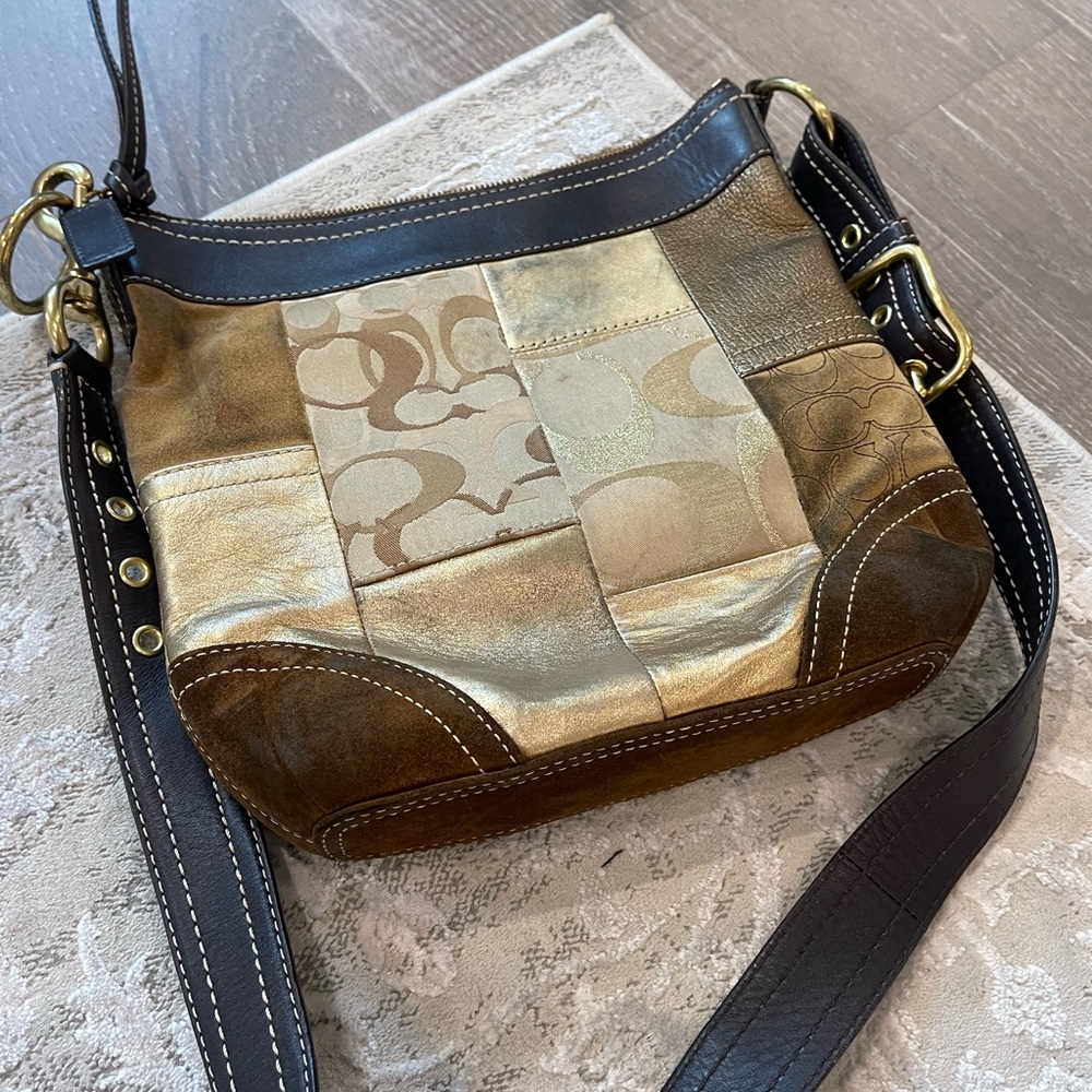 Coach Crossbody Suede, Leather & Canvas Handbag